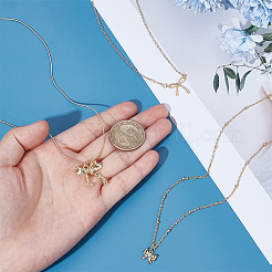 3Pcs 3 Styles Brass & Stainless Steel Bowknot Pendant Necklaces for Women&nbsp;NJEW-UN0001-66