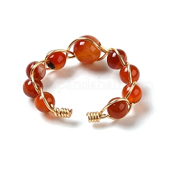 Adjustable Natural Carnelian with Brass Rings&nbsp;G-B075-01G-09