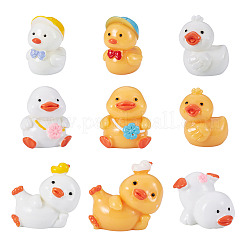 9Pcs 9 Styles Cartoon Cute Resin 3D Duck Figurines&nbsp;DJEW-TA0001-39