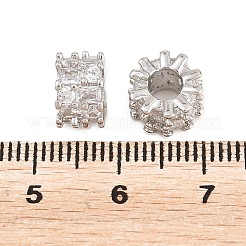 Brass Micro Pave Clear Cubic Zirconia European Beads&nbsp;KK-B186-18P