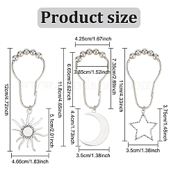 18Pcs 3 Style Universe Theme Iron Shower Curtain Rings for Bathroom&nbsp;HJEW-OC0001-24