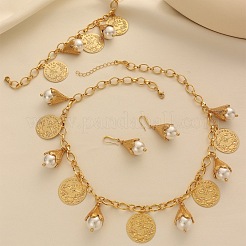 Alloy & Plastic Imitation Pearl Pendant Necklaces & Dangle Earrings & Charm Bracelets&nbsp;FS-WGCD7FF-01
