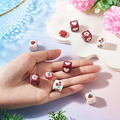 10Pcs 5 Styles Opaque Printed Acrylic Beads&nbsp;MACR-TA0002-96
