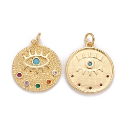 Brass Micro Pave Colorful Cubic Zirconia Pendants&nbsp;KK-Z023-10G