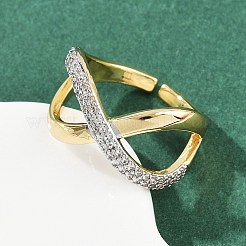 Brass Micro Pave Cubic Zirconia Cuff Rings&nbsp;RJEW-D326-03G