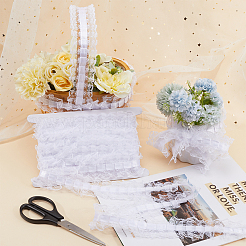 10 Yards Polyester Pleated Flower Lace Trim&nbsp;OCOR-GF0003-88A