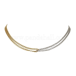 Duo Tone 304 Stainless Steel Twisted Chain 2-Strand Necklaces with Toggle Clasps&nbsp;NJEW-JN06681