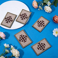 4Pcs Rectangle Polyester Jerusalem Cross Embroidered Patch&nbsp;AJEW-HY0003-65A