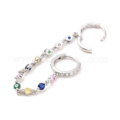 Colorful Cubic Zirconia Dangle Chains Double Hoop Earrings&nbsp;EJEW-C030-14P
