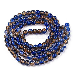 Two-Tone Crackle Baking Paint Transparent Glass Beads Strands&nbsp;X-CCG-T004-8mm-05