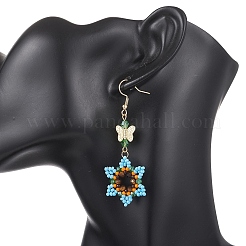 Glass Seed & Glass Beaded Dangle Earrings&nbsp;EJEW-MZ00691