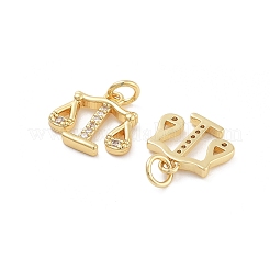 Balance Rack Plating Brass Micro Pave Cubic Zirconia Charms&nbsp;KK-G512-23G