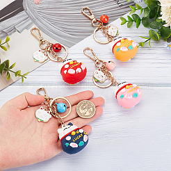 4Pcs 4 Colors Alloy Enamel Keychains&nbsp;KEYC-OC0001-36