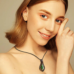 2 Sets 2 Colors Teardrop with Flower Glass Dangle Earrings & Pendant Necklace&nbsp;SJEW-FI0001-14