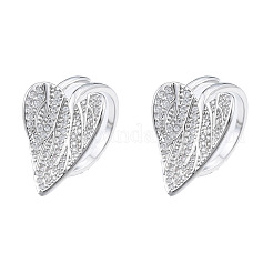 Clear Cubic Zirconia Heart Leaf Open Cuff Ring&nbsp;RJEW-T016-42P