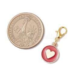 Flat Round with Heart Alloy Enamel Pendant Decorations&nbsp;HJEW-JM04301
