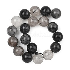 Natural Tourmalinated Quartz/Black Rutilated Quartz Beads Strands&nbsp;G-D361-01A-10mm