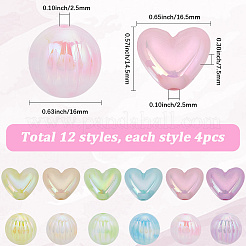 48Pcs 12 Styles UV Plating Opaque Acrylic Beads&nbsp;OACR-SC0002-20
