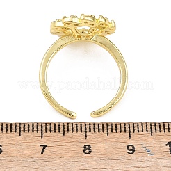 Adjustable Brass Micro Pave Cubic Zirconia Cuff Ring Settings for Half Drilled Beads&nbsp;RJEW-Z113-23G