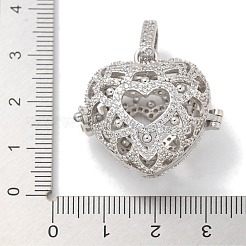 Rack Plating Brass Micro Pave Clear Cubic Zirconia Bead Cage Pendants&nbsp;KK-L224-007P