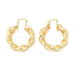 Brass Twist Ring Hoop Earrings&nbsp;EJEW-B117-01G