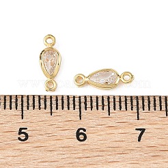 SHEGRACE Brass Pave Clear Cubic Zirconia Teardrop Connector Charms&nbsp;XGRQ2O545-449G
