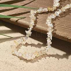 Natural Supper 7 Rutilated Quartz Chip Beaded Necklaces for Men Women&nbsp;NJEW-G159-01H