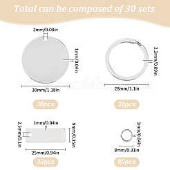 DIY Rectangle/Flat Round Stainless Steel Blank Tag Keychain Making Kit&nbsp;DIY-SC0026-56