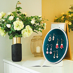 Oval Velvet Cover MDF Jewelry Display Stands&nbsp;ODIS-WH0025-105