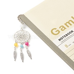 Natural Round Dyed White Jade Beads Bookmark&nbsp;AJEW-JK00176