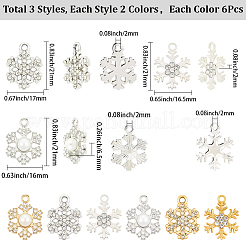 36Pcs 3 Styles Alloy Rhinestone Pendants&nbsp;FIND-SC0020-02