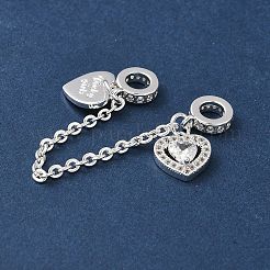 Brass Micro Pave Clear Cubic Zirconia Cable Chain European Beads&nbsp;KK-G531-07D-S