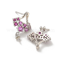 Rack Plating Brass Micro Pave Clear Cubic Zirconia Studs Earrings Finding&nbsp;KK-T072-13P-01