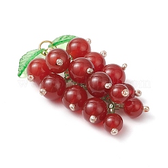 3Pcs 3 Styles Natural Amethyst & Carnelian & Yellow Jade & Glass Seed Beaded Grape Pendants&nbsp;PALLOY-MZ00872