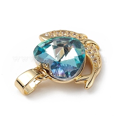 Real 18K Gold Plated Rack Plating Brass Micro Pave Cubic Zirconia Pendants&nbsp;KK-C015-28G-17