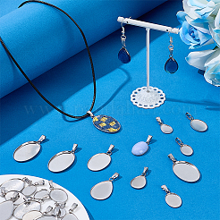 40Pcs 8 Styles 304 Stainless Steel Pendant Cabochon Settings&nbsp;STAS-PH0007-18