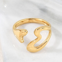 304 Stainless Steel Heart Open Cuff Rings for Women&nbsp;RJEW-B110-01G
