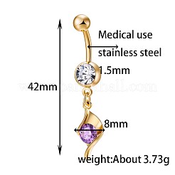 Brass Cubic Zirconia Navel Ring&nbsp;AJEW-EE0004-28D