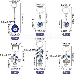 6Pcs 6 Style Evil Eye Keychain&nbsp;KEYC-NB0001-22