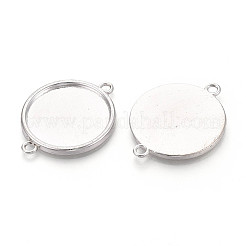 Tibetan Style Alloy Flat Round Connector Cabochon Settings&nbsp;PALLOY-N178-11AS