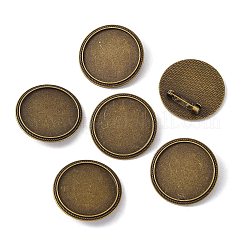 Flat Round Tibetan Style Brooch Cabochon Settings&nbsp;TIBE-S178-AB-NR