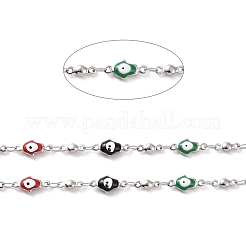 Enamel Hamsa Hand with Evil Eye Link Chains&nbsp;CHS-G023-02P-02