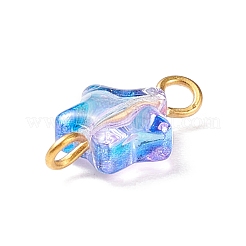 Star Glass Golden Tone Iron Connector Charms&nbsp;PALLOY-JF01732