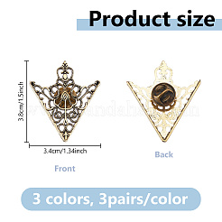 6Pairs 3 Colors Triangle Alloy Lapel Pins&nbsp;JEWB-DC0001-29