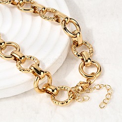 13MM 304 Stainless Steel Textured Round Ring Link Chain Necklaces&nbsp;NJEW-P349-01B-G