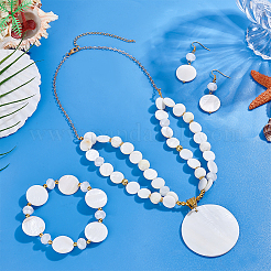 Natural Pearl Necklaces & Bracelets & Dangle Earring Sets&nbsp;SJEW-PH01394