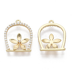 Brass Micro Pave Clear Cubic Zirconia Pendants&nbsp;KK-S356-080-NF