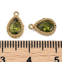 Ion Plating(IP) 304 Stainless Steel Micro Pave Cubic Zirconia Charms&nbsp;STAS-K256-20G-04