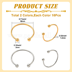 20Pcs 2 Colors 304 Stainless Steel Cuff Rings&nbsp;RJEW-SC0001-35