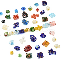 80Pcs 10 Styles Handmade Millefiori Glass Beads&nbsp;LK-YW0001-13